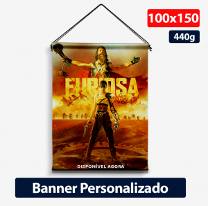 Banner Vertical Personalizado - 100x150 - 440g -Personalizado - Bastão - Ponteira - Cordinha 100x150 -Impressão Colorida   -Personalizado com a sua arte e/ou logotipo