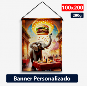 Banner Vertical Personalizado - 100x200 - 280g -Personalizado - Bastão - Ponteira - Cordinha 100x200 -Impressão Colorida   -Personalizado com a sua arte e/ou logotipo