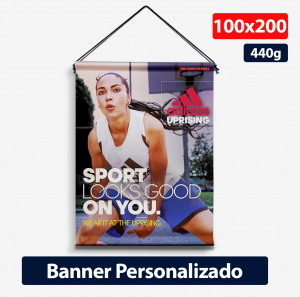 Banner Vertical Personalizado - 100x200 - 440g -Personalizado - Bastão - Ponteira - Cordinha 100x200 -Impressão Colorida   -Personalizado com a sua arte e/ou logotipo