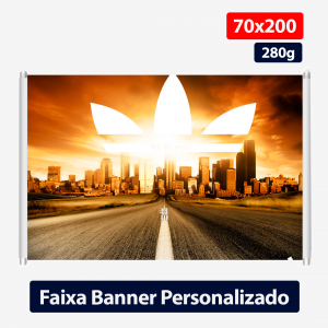 Faixa Banner Personalizado -  70x200 - 280g -Lona 280g 70X200 -Impressão Colorida   -Personalizado com a sua arte e/ou logotipo