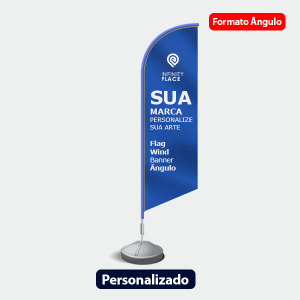 Wind Flag - ÂNGULO - Personalizado - Base Redonda Preta Wind Flag Ângulo - Dupla-Face | Impressão Ultra-HD - Tecido TecnoSport 100% Sintético - FACA | PENA | VELA | ÂNGULO - Estrutura de Alumínio Desmontável