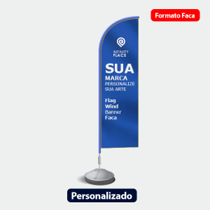 Wind Flag - Faca - Personalizado - Base Redonda Preta Wind Flag Faca - Dupla-Face | Impressão Ultra-HD - Tecido TecnoSport 100% Sintético - FACA | PENA | VELA | ÂNGULO - Estrutura de Alumínio Desmontável